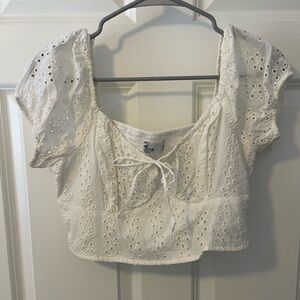 Hollister Cream Eyelet Crop Top
